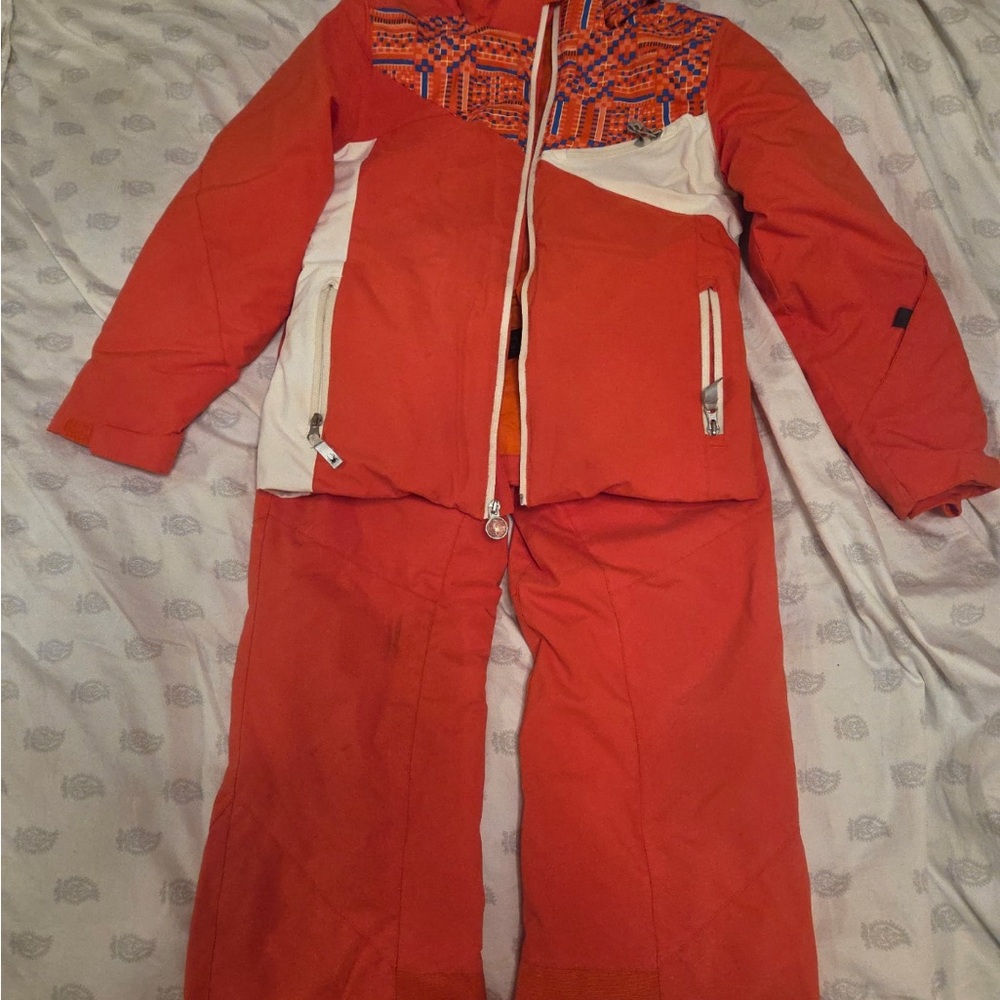 Spyder Orange and White Kids Jacket & Pants Set